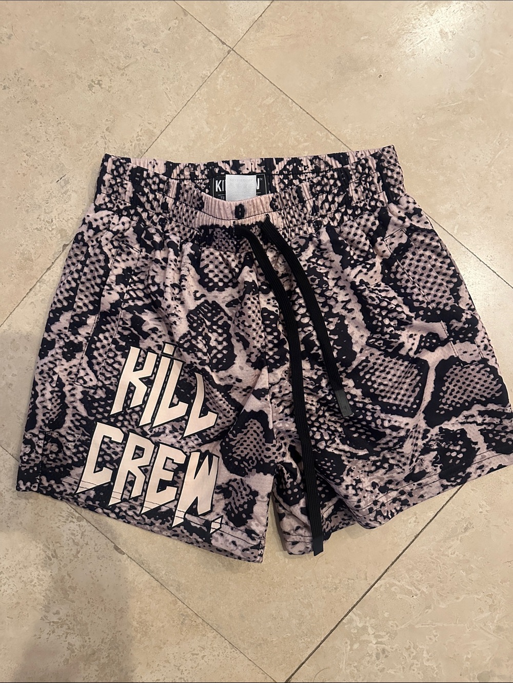 Kill Crew Tan & Black Snake-Print Athletic Shorts